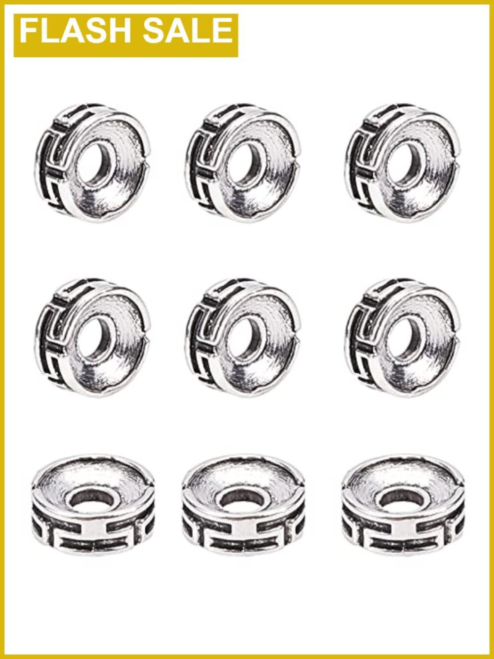 100pcs Tibetan Spacer Beads Antique Silver Alloy Rondelle Loose Beads for